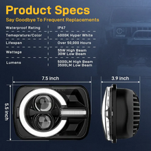 Pair 5x7'' 7x6'' LED Headlights High/Low Beam w/ Turn Signal + DRL for Jeep Wrangler YJ Cherokee XJ ATV UTV