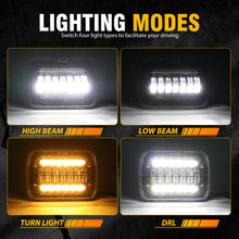 Pair 7x6" 5x7" inch LED Headlights Hi/Lo Beam w/DRL For Toyota Hilux 1983-2004