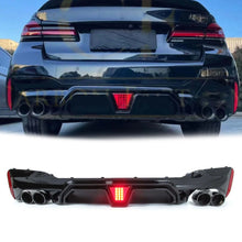 LED Rear Diffuser w/ Black Exhaust Tips for BMW 5-Series G30 Sedan 2017-2023 M Sport di191