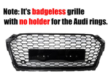 For 2017-2019 AUDI A5 S5 B9 Honeycomb Front Bumper Grille Grill Gloss Black