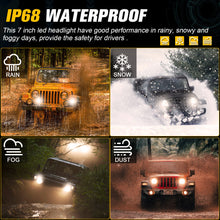 Pair 7" Inch Round Black Led Headlight For Jeep Wrangler JK LJ TJ Hi/Lo Beam
