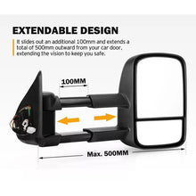 Pair L+R Extendable Towing Mirrors Black for Mitsubishi Triton MQ MR 2015-2023