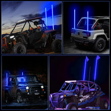 Pair 3FT Blue LED Whip Light for UTV ATV Accessories RZR Can-Am Polaris Antenna