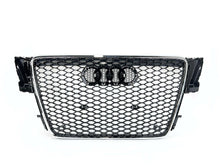 RS5 Style Honeycomb Front Grille Black + Chrome Frame For Audi A5 S5 B8 8T 2008–2012
