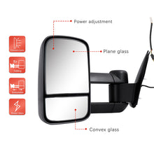 Pair L+R Black Extendable Towing Mirrors for Toyota Hilux 2005-2015