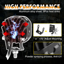 2x 3” Quad Row LED Cube Work Light Bar Round Driving Spot Pods Offroad UTV 4WD