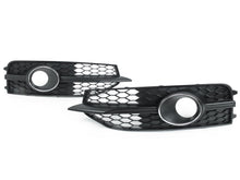 For 2012-2015 Audi A7 S-Line S7 Honeycomb Front Bumper Fog Light Grille Cover Black/Chrome