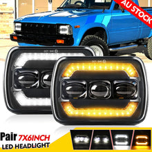 Pair 7x6'' 5x7'' LED Headlights Hi/Lo Halo Turn DRL for Toyota Hilux 1983-2004