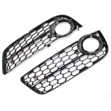 Gloss Black Honeycomb Fog Light Grille Cover For 2008-2012 Audi A5 Non-Sline Standard Bumper