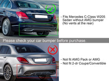 Black Rear Diffuser + Chrome Tips For Mercedes-Benz C-Class W205 S205 C300 NON-AMG 2015-2021