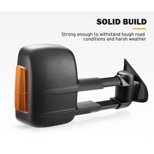Pair Black Extendable Towing Mirrors For Nissan Navara D23 NP300 2015-On