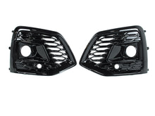 Pair Front Bumper Fog Light Grille Covers Gloss Black Audi Q5 S-Line SQ5 2021-2025