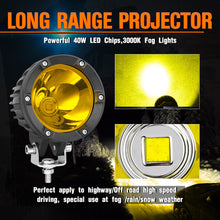 2x 4" 3000K Round LED OffRoad Driving Lights Spot Pods Yellow Fog Headlight 4WD