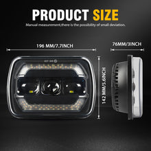 Pair 7x6'' 5x7'' LED Headlights Hi/Lo Halo Turn DRL for Toyota Hilux 1983-2004
