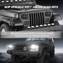 Pair LED Headlights 5x7" 7x6" Inch Head Lamps HI/LO/DRL w/Adapters for Hilux Jeep Cherokee XJ YJ Comanche MJ
