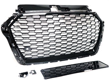 RS3 Look Badgeless Hex Mesh Grille for 17–20 Audi A3 S3 8V (No Adaptive Cruise)