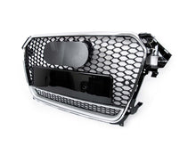 RS4 Style Honeycomb Front Grille Black + Chrome Frame For Audi A4 S4 B8.5 2013–2016