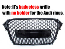 RS4 Style Honeycomb Front Grille Badgeless For Audi A4 S4 B8.5 2013–2016