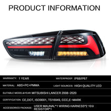 Smoked LED Tail Lights For LANCER 2008-2021 Startup Animation W/Sequential