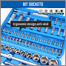 108Pcs Socket Ratchet Wrench Set Spanner External Torx Screwdriver Bit 1/2" 1/4"