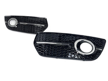 Black+Chrome Fog Light Grille Covers Left+Right Audi Q5 Non-S-Line 2009-2012
