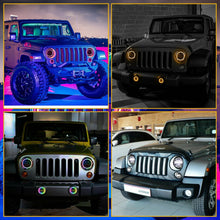 2x 4inch Round LED Fog Lights RGB Halo Driving Lamp For Jeep Wrangler JK 2007-2017