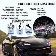 For 2012-2020 Toyota GT86 Subaru BRZ RGB LED Headlights DRL Sets W/Startup Animation