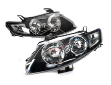 Pair LH+RH Head Light Black + Eyelids For Ford Falcon FG XT G6 G6E 2008-2014