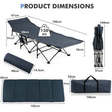 Travel Camping Cot Folding Retractable w/Removable Mattress & Carry Bag