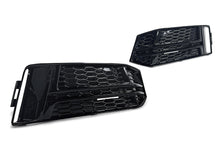 Pair Front Bumper Fog Light Grille Covers For Audi A4 S-Line / S4 2017-2019 Gloss Black