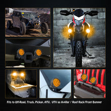 Pair 3.5" Amber LED Round Offroad Driving Spot Lights Amber Pods Fog Headlights ATV 4WD