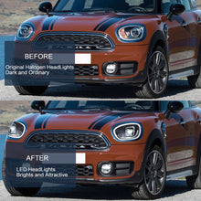 Left+Right For 2017-2020 Mini Cooper Countryman F60 LED Headlights Fits Halogen Model (With Start-up Animation)