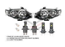 Pair Headlights Black + LED Globes For Ford Falcon FG XR6 XR8 Turbo 2008-2011