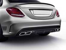 C63 Style All Black Rear Diffuser + Silver Exhaust Tips For Mercedes W205 Sedan C300 C43 AMG Bumper 2015-2021