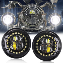 Pair 4.5 inch LED Fog Lights Clock Design For Harley Road King Electra Glide Motorcycle Model