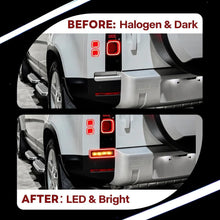Pair Red Lens LED Rear Bumper Brake Light For Land Rover Defender 90 110 130 L663 2020-2024
