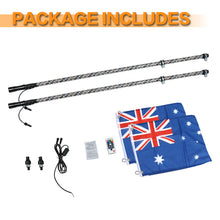 Pair 3FT LED Whip Chasing Antenas Light RGB W/ Remote For ATV Polaris UTV Buggy