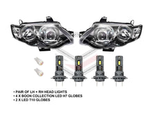 Pair Headlights Black + LED Globes For Ford Falcon FG XR6 XR8 Turbo Series 2 2011-2014