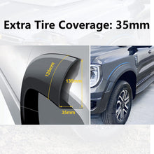 4pcs Front Fender Flares Black Wheel Arch Guard For Ford Ranger PY NEXT GEN SPORT 2022-2025 w/o Sensor Cutout