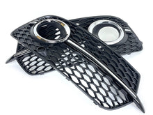 Black+Chrome Fog Light Grille Covers Left+Right Audi Q5 S-Line SQ5 2013-2017