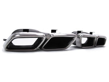 C63 Style All Black Rear Diffuser + Silver Exhaust Tips For Mercedes W205 Sedan C300 C43 AMG Bumper 2015-2021