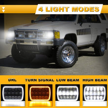 Pair 7x6" 5x7" LED Headlights Hi/Lo Beam Turn Signal For Toyota Hilux 1983-2004