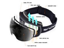 UV400 Sunglasses Eyeglasses Snow Ski Goggles Anti-Fog Spherical Lens Anti-slip OTG Design HB-09