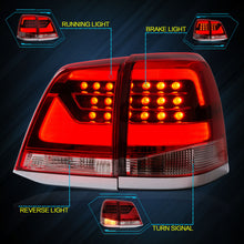 Pair Red LED Tail Lights w/ DRL Rear Brake Lamps for 2008–2015 Toyota Land Cruiser 200 Series