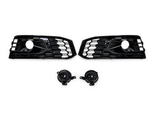 Pair Front Bumper Fog Light Grilles w/ ACC Caps Audi A4 S-Line S4 2017-2019