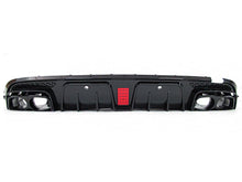 Rear Diffuser w/ LED Brake Light + Exhaust Tips For Mercedes W205 Sedan AMG Bumper 2015-2020