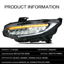 Left+Right LED Headlights For Honda Civic 2016-2021 DRL Sequential Indicator Pair