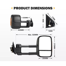 Pair Black Extendable Towing Mirrors For Nissan Navara D23 NP300 2015-On