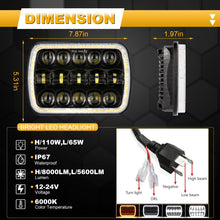 Pair 7x6" 5x7" LED Headlights Hi/Lo Beam Turn Signal For Toyota Hilux 1983-2004