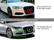 Black Front Bumper Fog Light Covers For Audi A6 C7 Non-S-Line 2012-2015